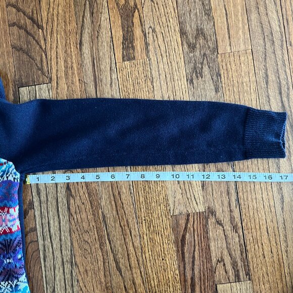 Chaps Fair Isle Crewneck Raglan Sweater Blue Pink Purple Aztec Geometric Small - Picture 6 of 8